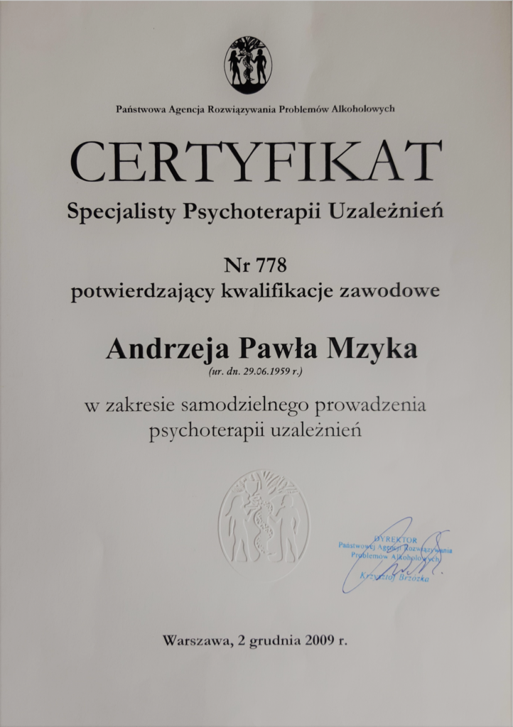 Specjalista Psychoterapii Uzależnień