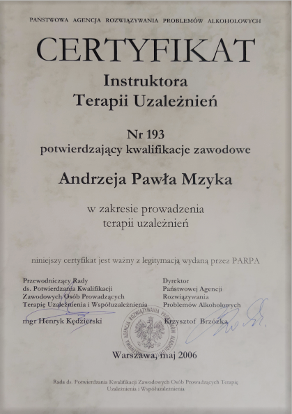 Specjalista Psychoterapii Uzależnień